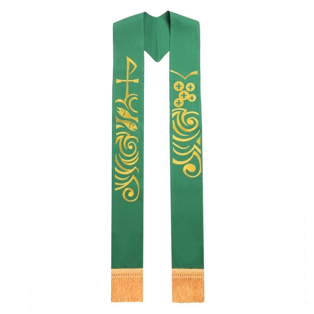 4299 Green Stole Chasuble Clergy Pastor Embroidery Stole